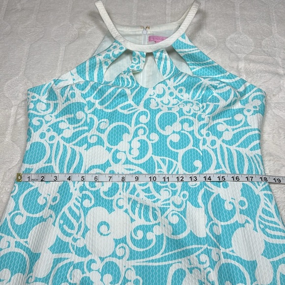 Lilly Pulitzer Pearl Halter Shift Dress Shorely Blue Pick Up Lines Cotton Sz 14 - Picture 5 of 9